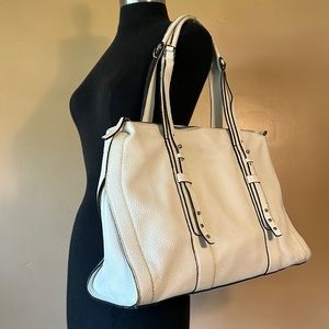 Liz Claiborne White Pebbled Leather Tote Bag